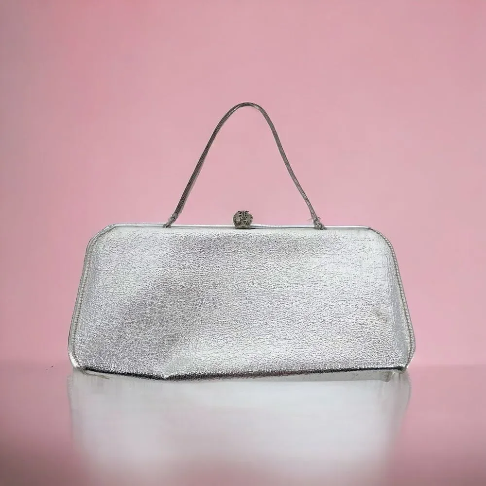 Vintage‎ Rulo Creations Women's Shimmer Clutch Handbag Evening Bag Silver Small